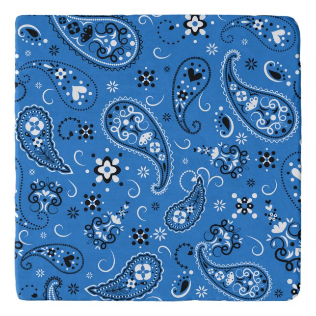 Classic Blue Bandana Paisley Trivet (Front)