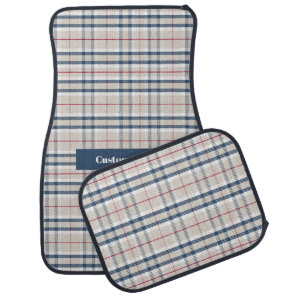 Classic Blue Beige Plaid Car Floor Mat