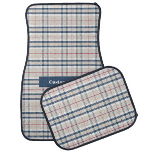 Classic Blue Beige Plaid Car Floor Mat