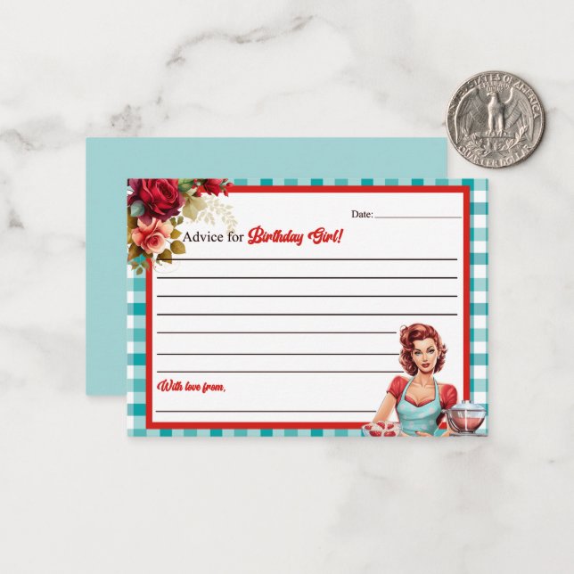 Classic Blue Birthday Advice for B-Day Card (Front/Back In Situ)