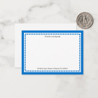 Classic Blue Border & Dots Monogrammed Note Card