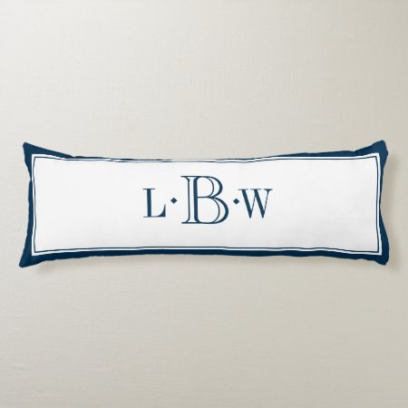 Classic Blue Border Monogrammed Body Pillow