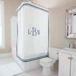 Classic Blue Border Monogrammed Shower Curtain at Zazzle