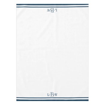 Classic Blue Border Monogrammed Tablecloth by Letsrendevoo at Zazzle