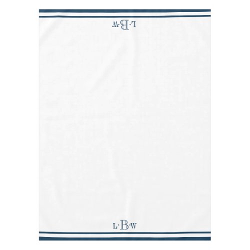 Classic Blue Border Monogrammed Tablecloth