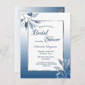 Classic blue botanical bridal shower invitation postcard (Front/Back)