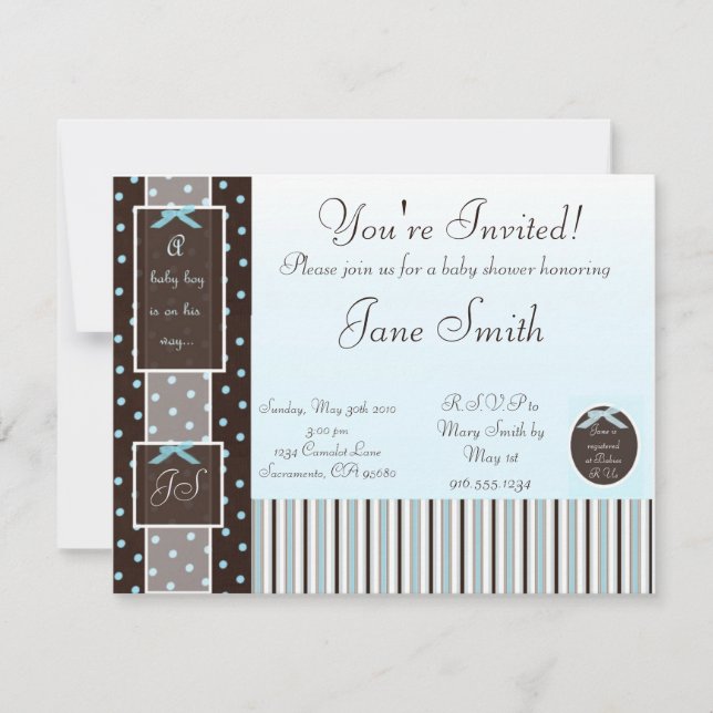 Classic Blue Boy Baby Shower Invitation (Front)