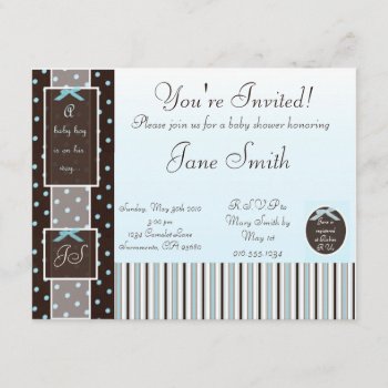 Classic Blue Boy Baby Shower Invitation by BellaMommyDesigns at Zazzle