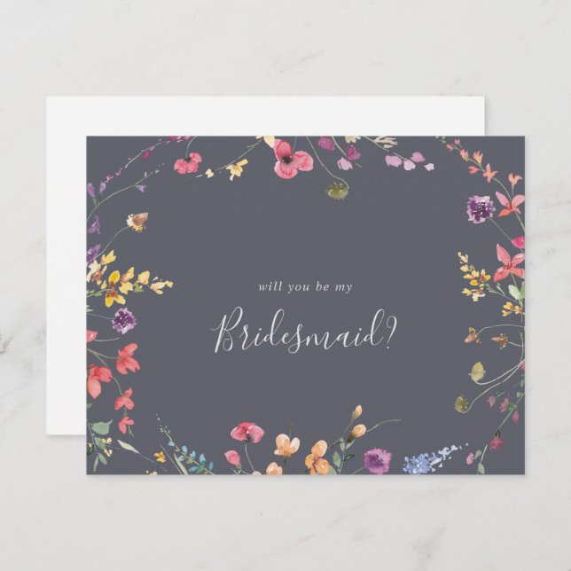 Classic Blue Bridesmaid Proposal Note Card (Front/Back)