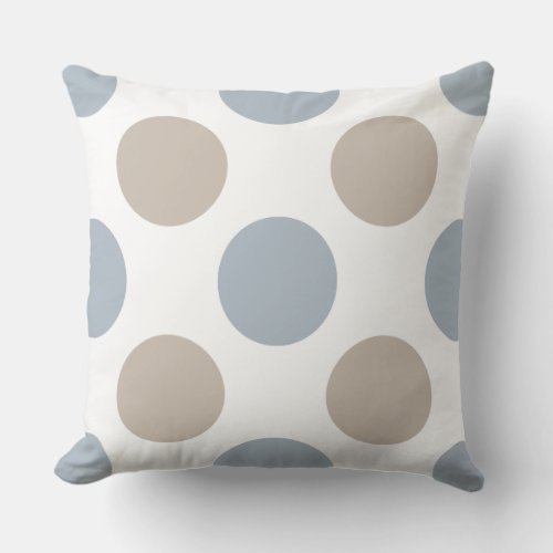 Classic Blue_Brown_White Polka Dot Patterned Throw Pillow