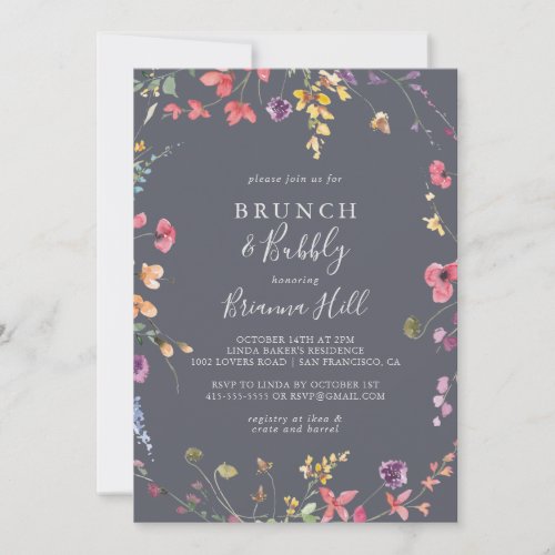 Classic Blue Brunch and Bubbly Bridal Shower  Invitation