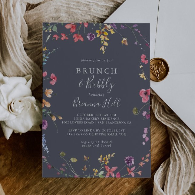 Classic Blue Brunch and Bubbly Bridal Shower  Invitation (Creator Uploaded)
