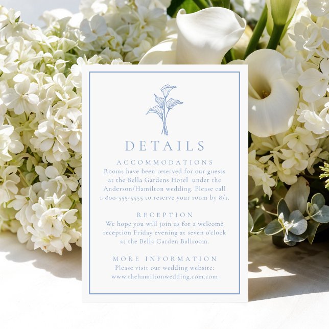 Classic Blue Calla Lily Wedding Details Enclosure Card (Creator Uploaded)