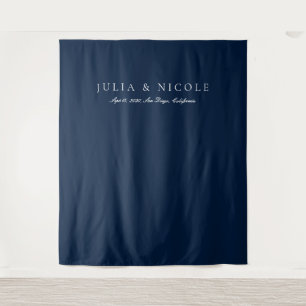 Classic Blue Calligraphy Wedding Backdrops Banner