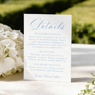 Classic Blue Calligraphy Wedding Details Enclosure Card