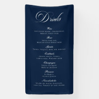 Classic Blue Calligraphy Wedding Drinks Bar Menu