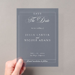 Classic Blue Calligraphy Wedding Save The Date