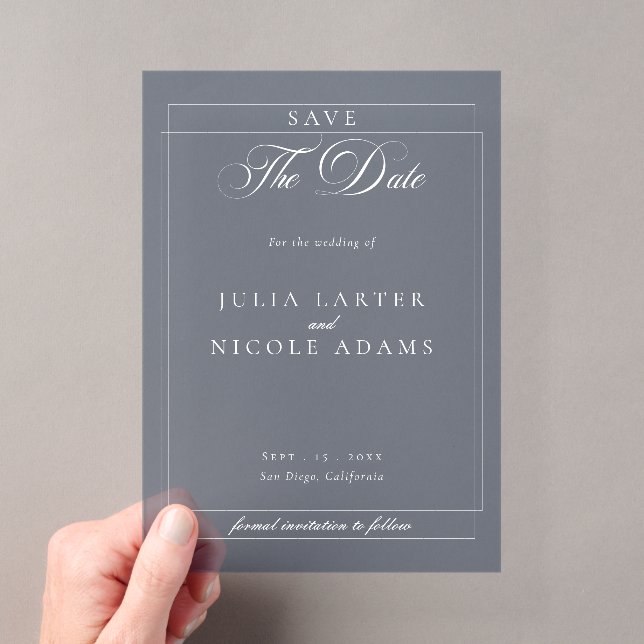 Classic Blue Calligraphy Wedding Save The Date (Insitu (Handheld))