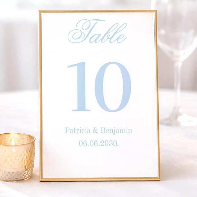 Classic Blue Calligraphy Wedding Table Number (Creator Uploaded)