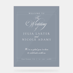 Classic Blue Calligraphy Wedding Welcome Sign