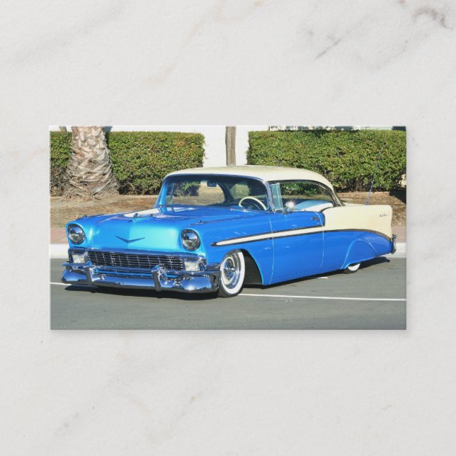 Classic blue car business cards (Front)