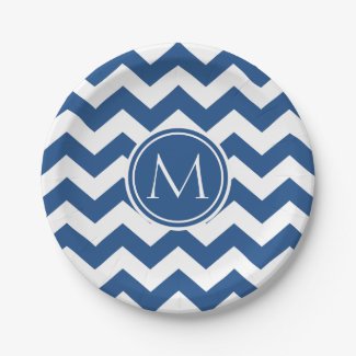 Classic Blue Chevron Monogrammed