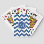 Classic Blue Chevron Monogrammed Poker Cards