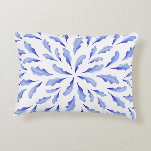 Classic Blue Color Leaf Design Pillow