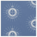 Classic Blue Colored Fabric Vintage Compass Print