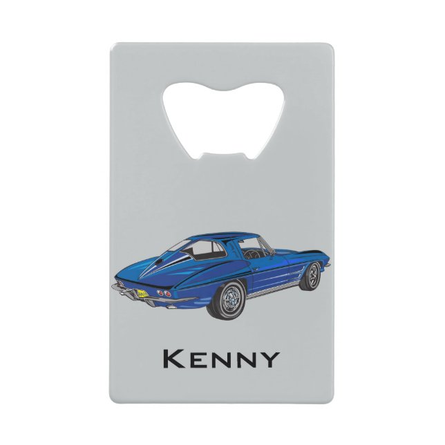 Classic Blue Corvette Design Bottle Opener (Front)