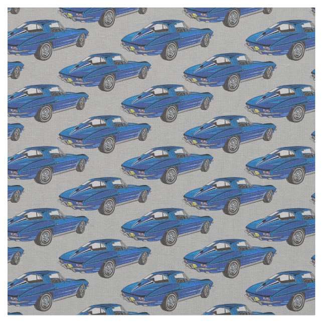 Classic Blue Corvette Design Fabric (Close Up)