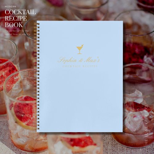 Classic Blue Couples Blank Cocktail Recipe Notebook
