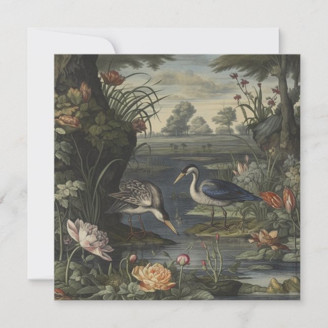 Classic Blue Crane Chinoiserie Stationery Personal (Front)