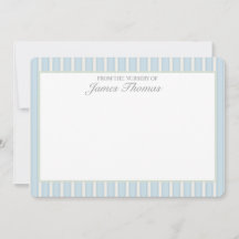Classic Blue & Cream Striped Nursery Note Card