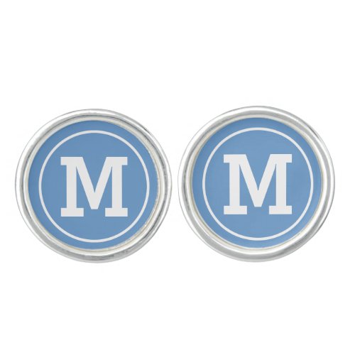Classic Blue Custom Monogram Initial Mens Cufflinks