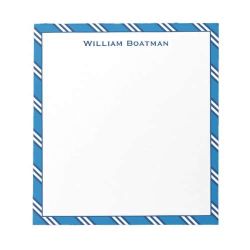 Classic Blue Diagonal Tie Stripe Pattern Notepad