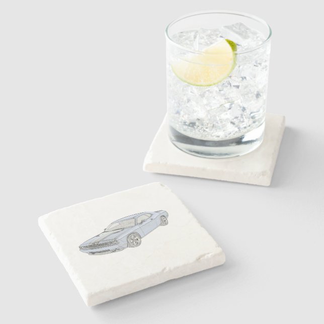 Classic Blue Dodge Challenger Mopar Muscle Car Stone Coaster (Side)