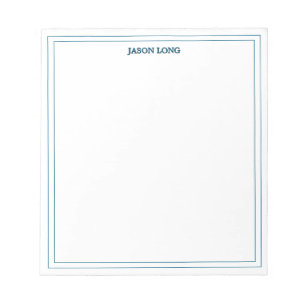 Classic Blue Double Border Personalized Notepad