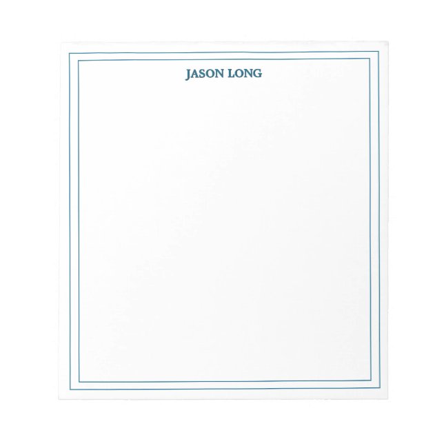 Classic Blue Double Border Personalized Notepad (Front)