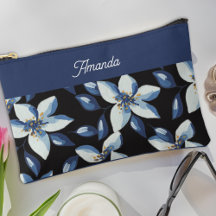Classic Blue Elegant Floral Minimal