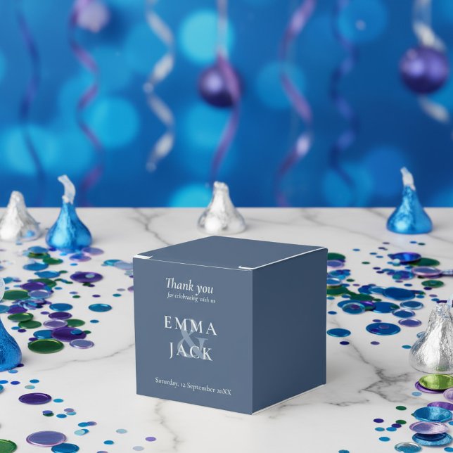 Classic Blue Elegant Serif Font modern ampersand Favor Boxes (Classic Blue Elegant Serif Font modern ampersand Favor Boxes.)