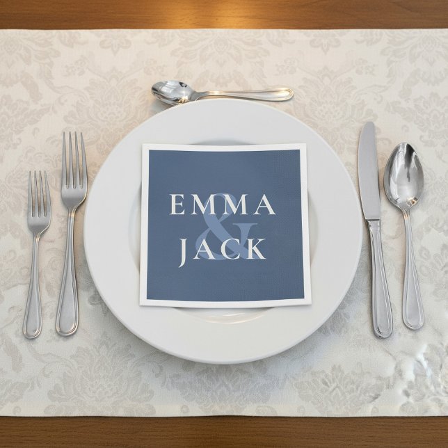 Classic Blue Elegant Serif Font modern ampersand Napkins (Classic Blue Elegant Serif Font modern ampersand Napkins.)