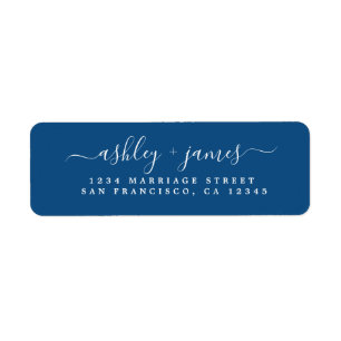 Classic Blue Elegant Wedding Return Address Label