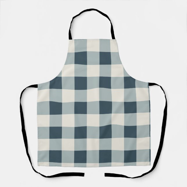 Classic Blue Farmhouse Gingham Style Apron (Front)