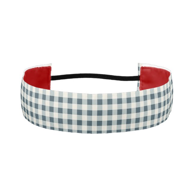 Classic Blue Farmhouse Gingham Style Athletic Headband (Front)