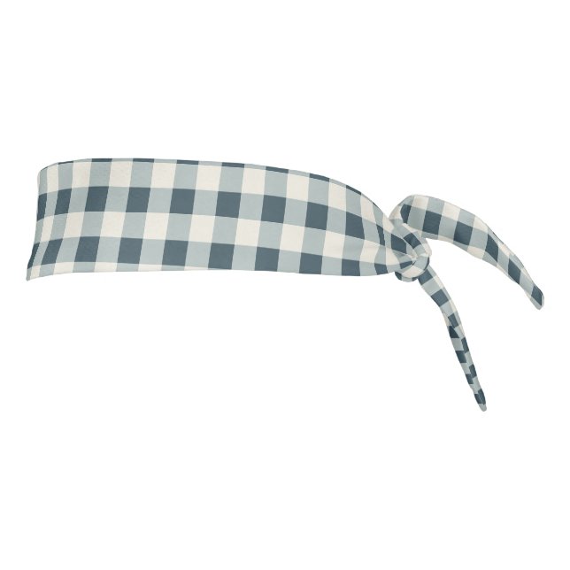 Classic Blue Farmhouse Gingham Style Tie Headband (Rotate 90)