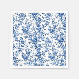 Classic Blue Floral Toile Garden Party Paper Napki Napkins