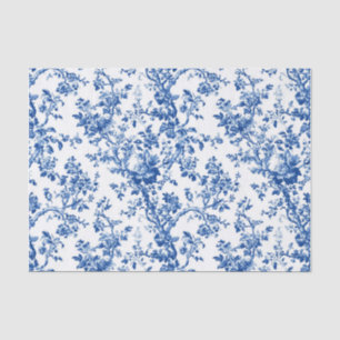 Classic Blue Floral Toile Garden Party Tissue Pape Paper