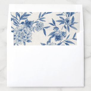Classic Blue Floral Toile Watercolor Pattern White Envelope Liner