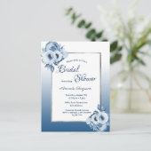 Classic blue florals bridal shower invitation postcard (Standing Front)